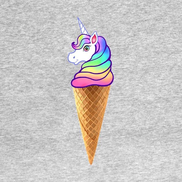 Rainbow Unicorn Unicone Ice Cream Cone by Art by Deborah Camp